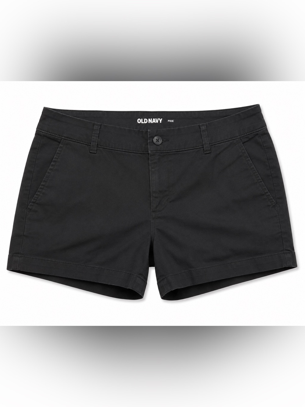 Old Navy Pixie Black Chino Shorts Size 8 Mid Rise Stretch Casual